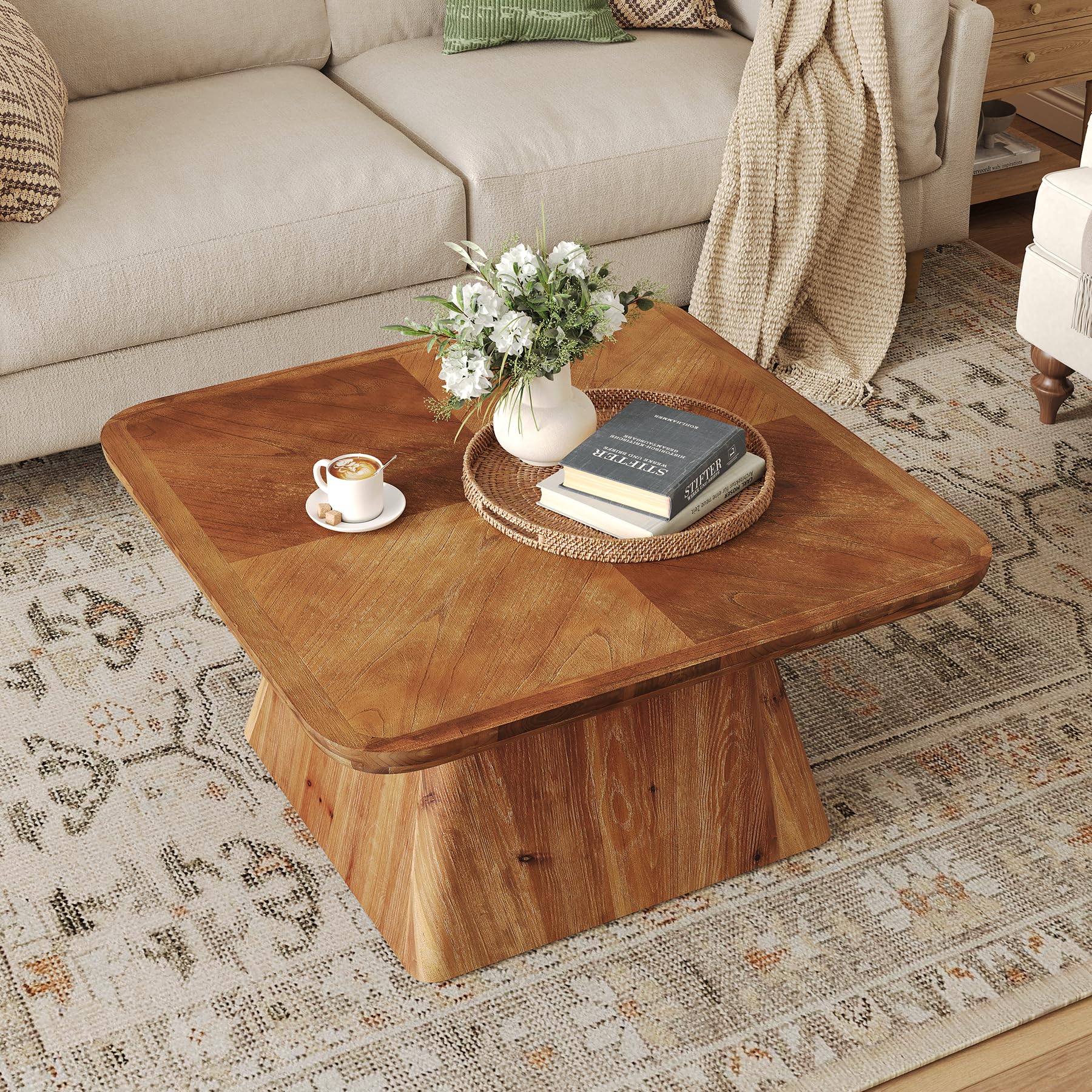 Amazon.com: LITTLE TREE Vintage Solid Wood Coffee Table, 31.5